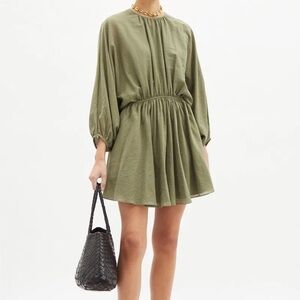 Loup Charmant Kitta Mini Dress Olive Green Linen Small